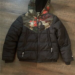 Nike Kids Black and Camouflage Puffer Jacket
